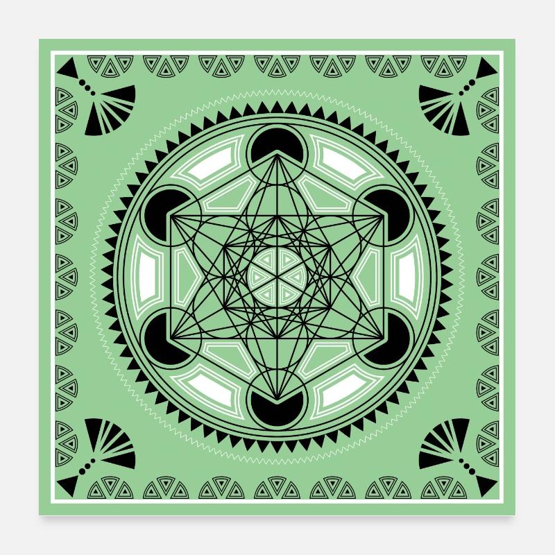 Simbolo della geometria sacra del cubo di Metatron - Poster 60x60 cm - bianco