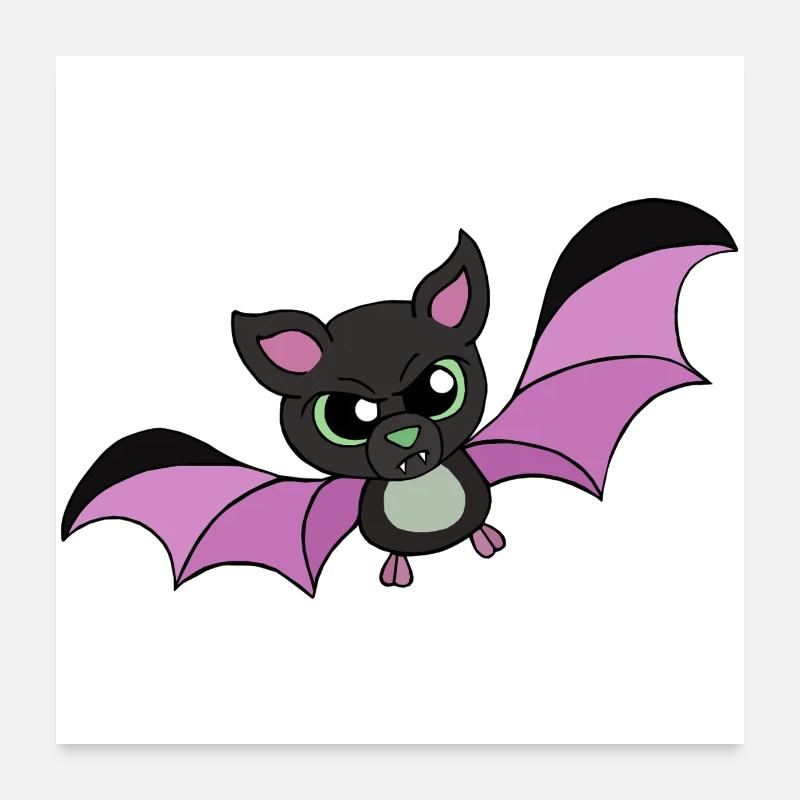 Angry Bat I Evil Bat Gift Poster 24" x 24" (60x60 cm)
