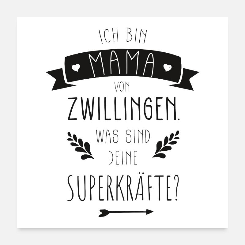 Stolze Mama von Zwillingen Mutter Spruch Geschenk Poster 60x60 cm