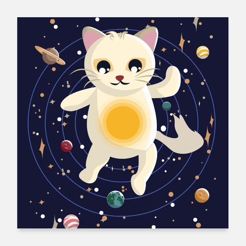Chat dans l'espace Poster 60 x 60 cm