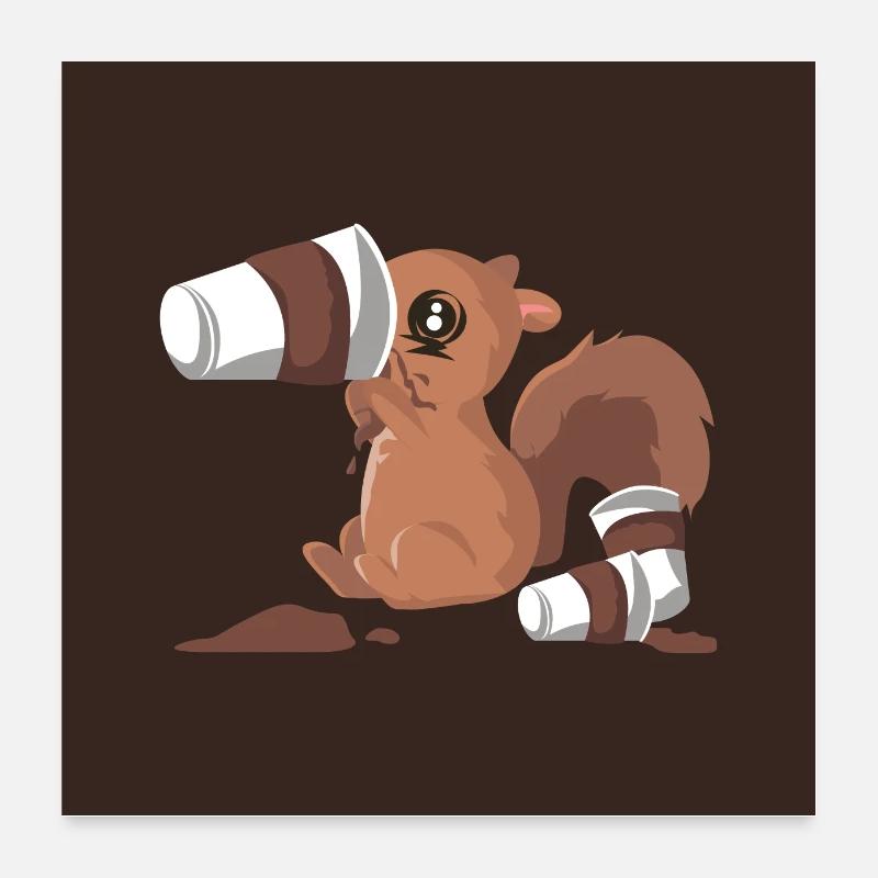 Squirrel drinks coffee Poster 24" x 24" (60x60 cm)