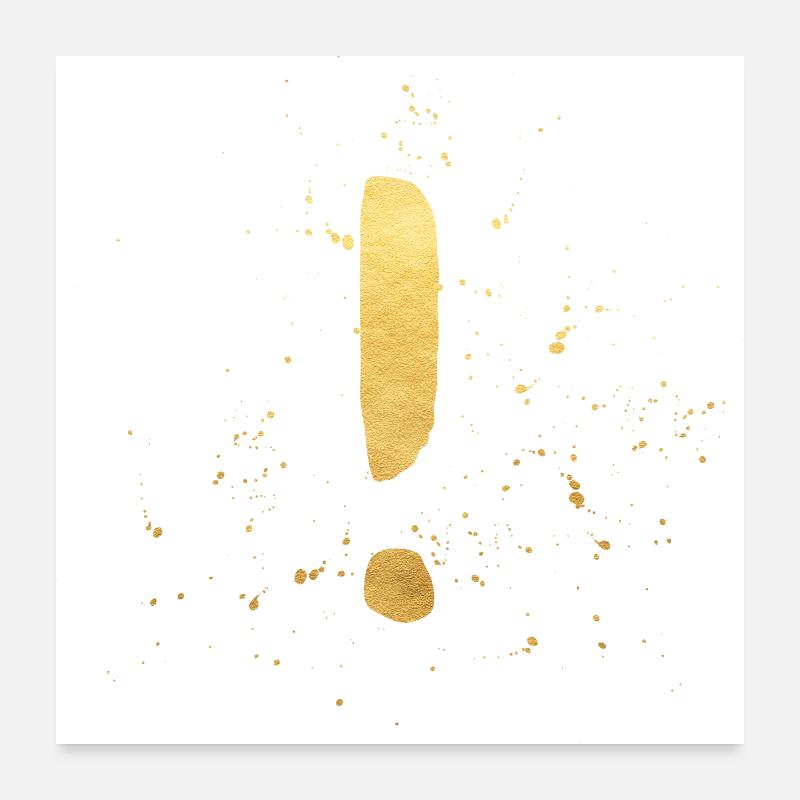 Point d'exclamation! icône de décoration d'or et cadeau Poster 60 x 60 cm