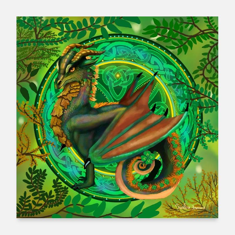 Forest Green Dragon Poster 24" x 24" (60x60 cm)