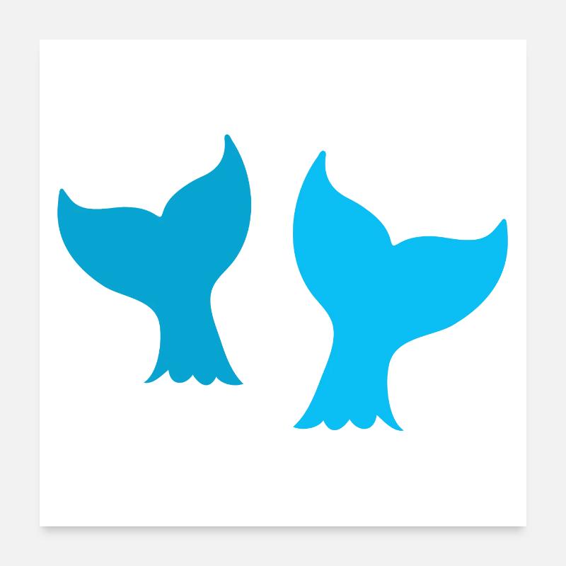 zwei Wal Delfin oder Meerjungfrau Schwänze Poster 60x60 cm