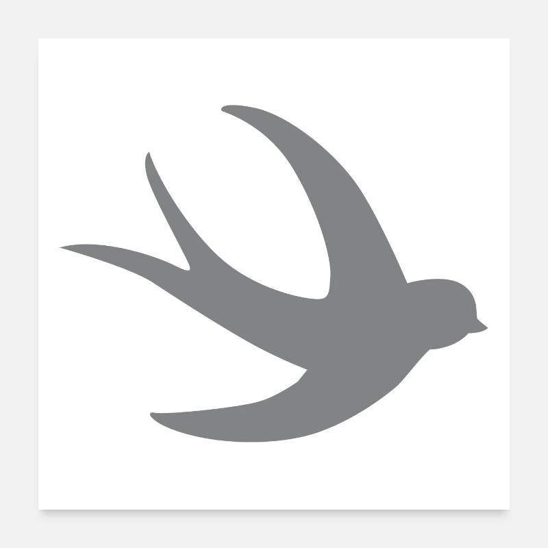 single flying swallow bird in grey Poster 24" x 24" (60x60 cm)