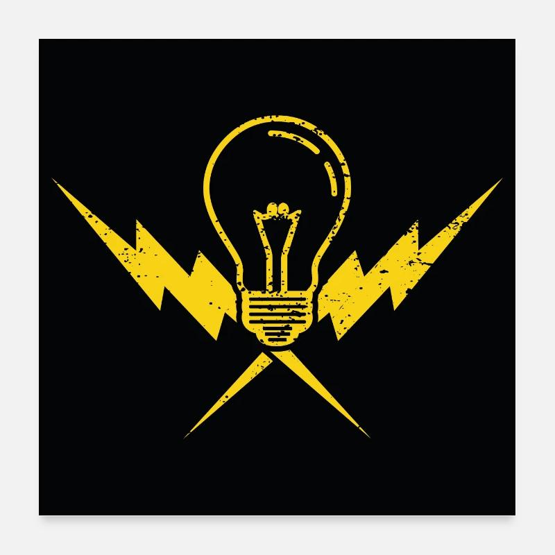 Glühbirne Blitz Poster 60x60 cm