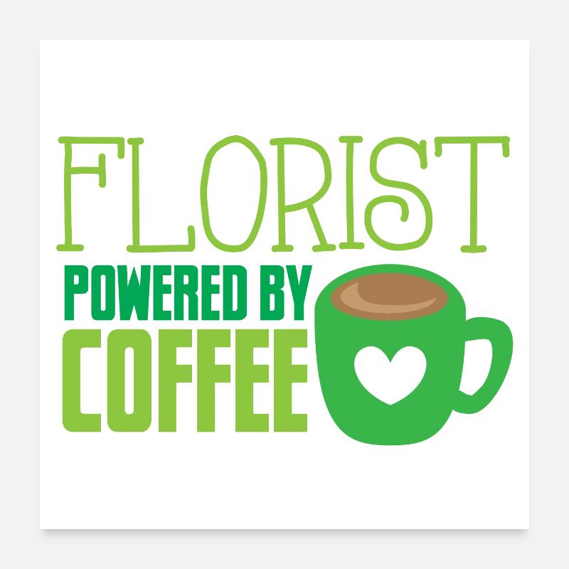 Blumengeschäft mit Kaffee Poster 60x60 cm