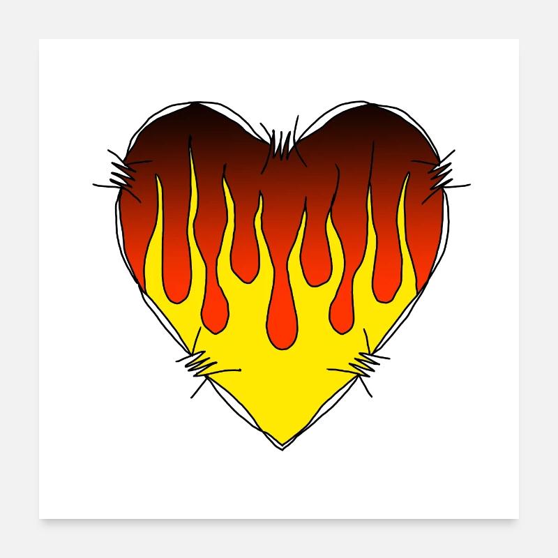 Flame heart in wire Poster 24" x 24" (60x60 cm)