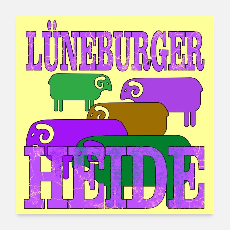 Lüneburger Heide - Poster 60x60 cm - Weiß