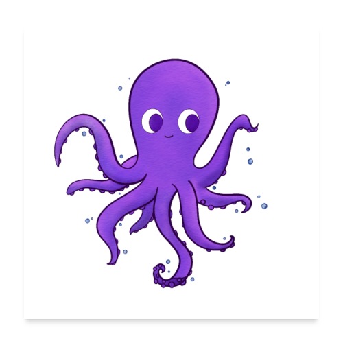 Little purple Octopus, baby nursery wall art decor - Poster 60x60 cm