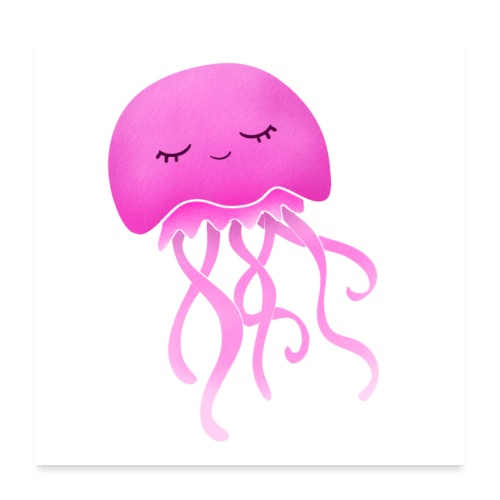 Cute little pink Jellyfish, nursery wall art decor - Poster 60x60 cm