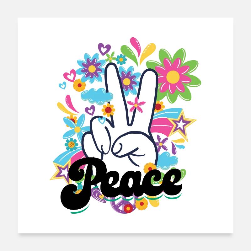 Hippies Peace | Hippie Lifestyle 60er Geschenkidee Poster 60x60 cm