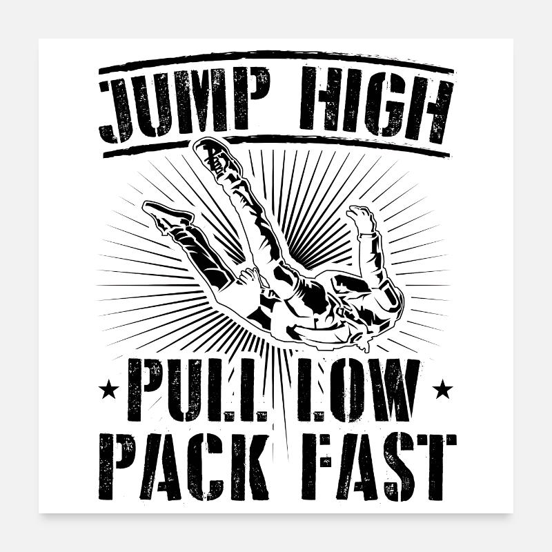 Parachutisme disant Cadeau de sport Skydive Skydiver - Poster 60 x 60 cm - blanc