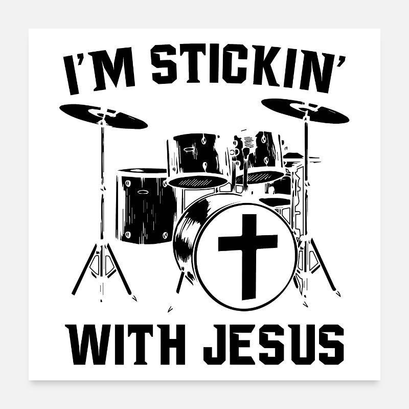 Drums jesus | Drummer music gift idea Poster 24" x 24" (60x60 cm)