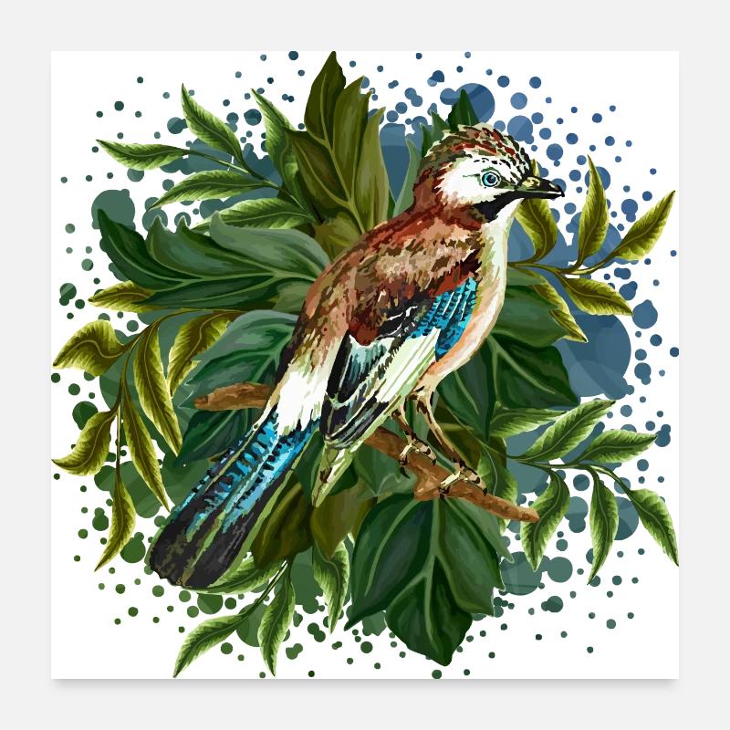 Bunter Vogel Poster 60x60 cm