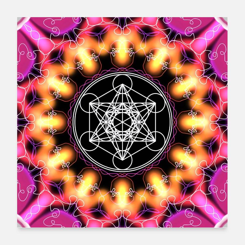 Cube de Metatron, géométrie sacrée, mandala Poster 60 x 60 cm