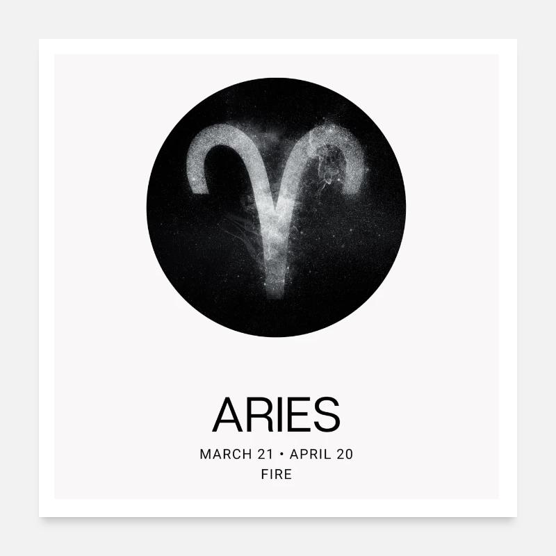 Aries (Widder) | Sternzeichen Poster - Poster 60x60 cm - Weiß
