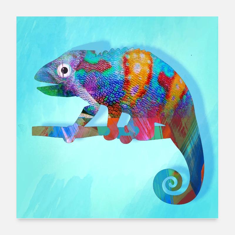 Caméléon, menthe, graffiti, camelion, illustration Poster 60 x 60 cm