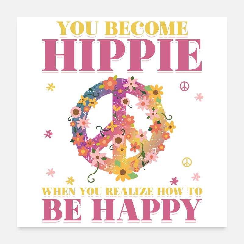 Hippie Peace | Karneval Kostüm Hippies Geschenk Poster 60x60 cm