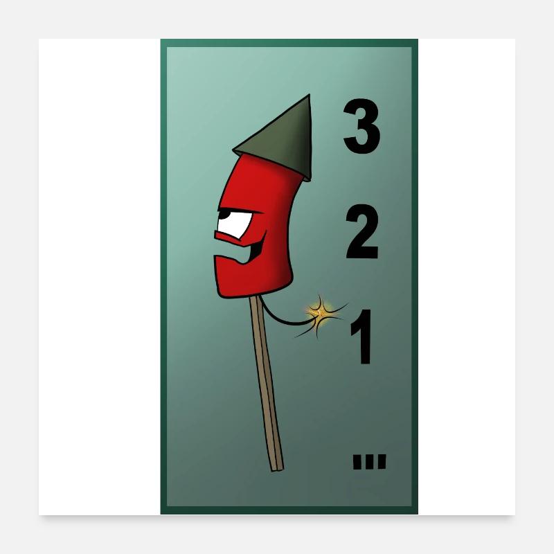 Sylvester 3 2 1 - Poster 60x60 cm - Weiß