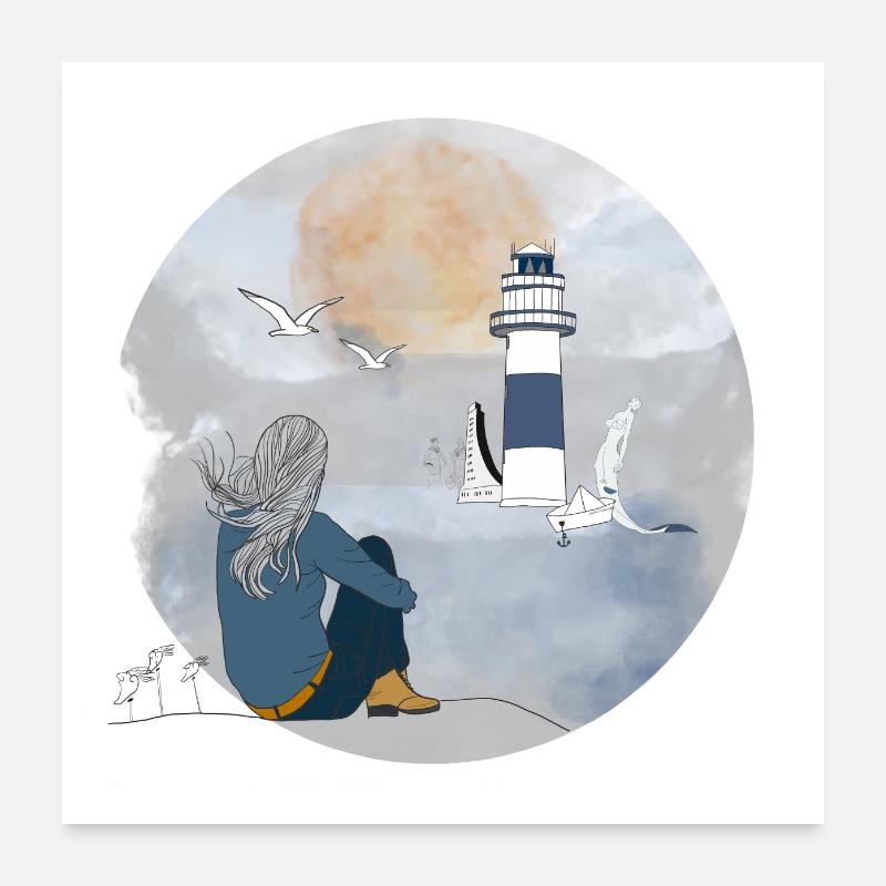 moi au bord de la mer Poster 60 x 60 cm