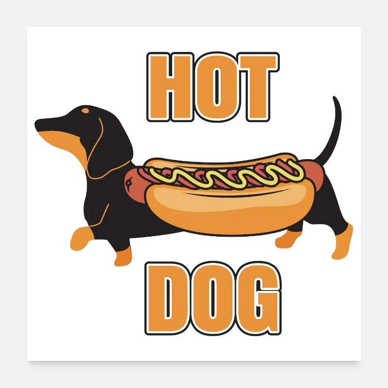 Conception drôle de teckel de hot-dog Poster 60 x 60 cm