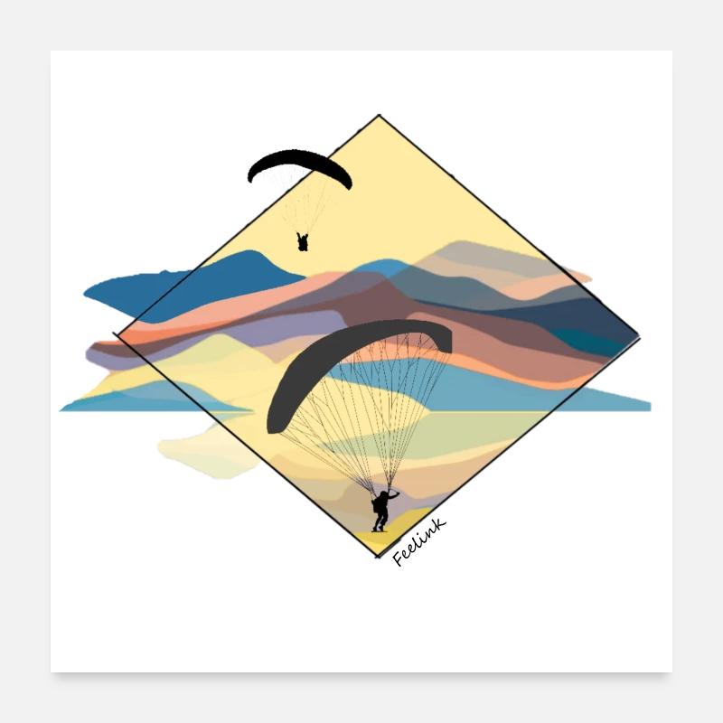 Parapente liberté parapente sable Poster 60 x 60 cm