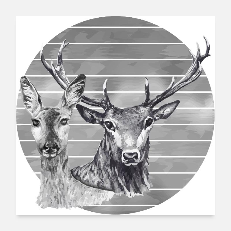 Cerf et biche Poster 60 x 60 cm