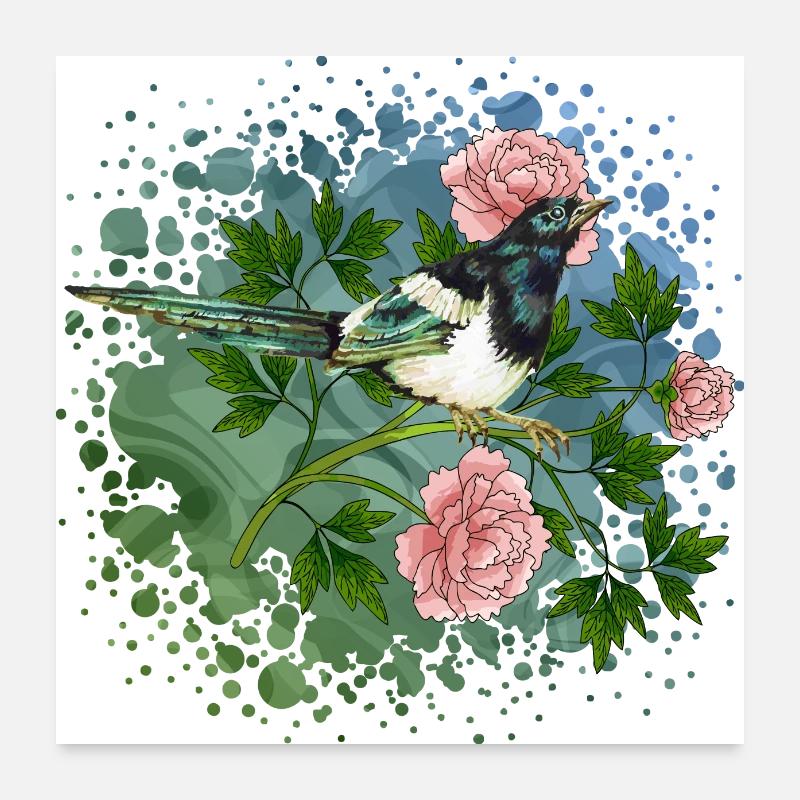 Bunte Vogel Poster 60x60 cm