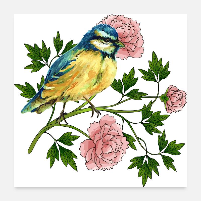 Bunte Vogel Poster 60x60 cm