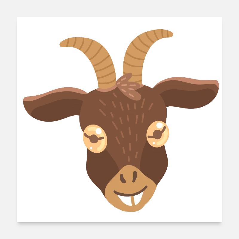 Ziegengesicht (Hand gezeichnet) Poster 60x60 cm