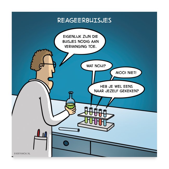 Evert Kwok cartoon 'Reageerbuisjes'