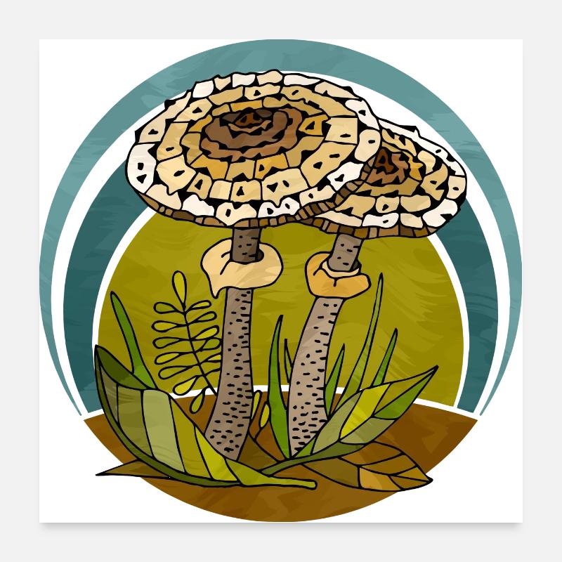 Champignons Poster 60 x 60 cm