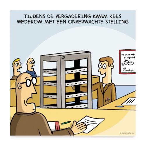 Evert Kwok cartoon 'Stelling' - Poster 60x60 cm
