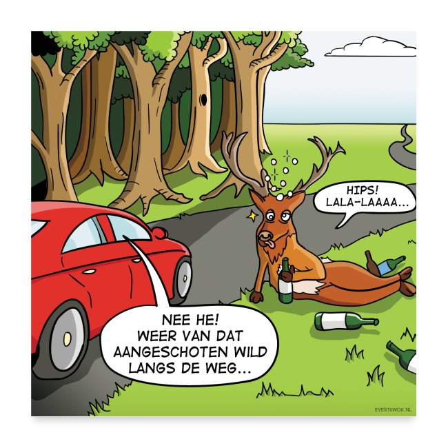 Evert Kwok cartoon 'Aangeschoten wild'