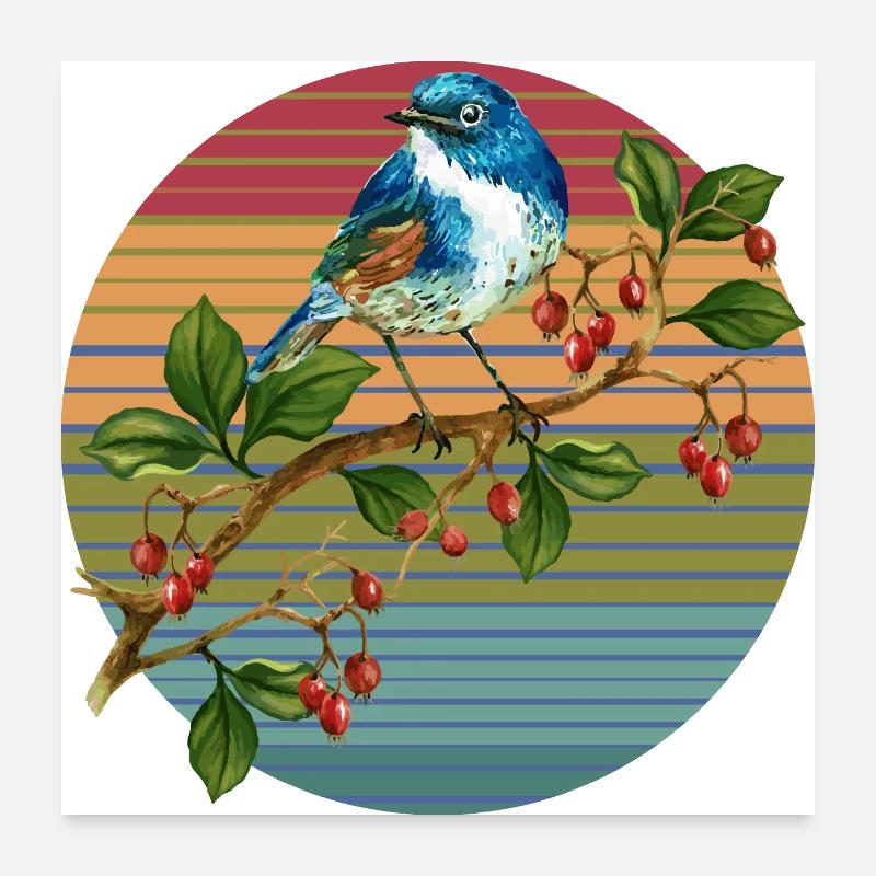 Bunter Vogel Poster 60x60 cm