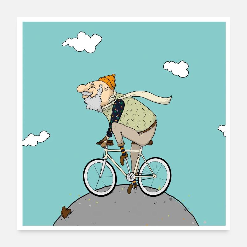 Fahrradhipster Poster 60x60 cm