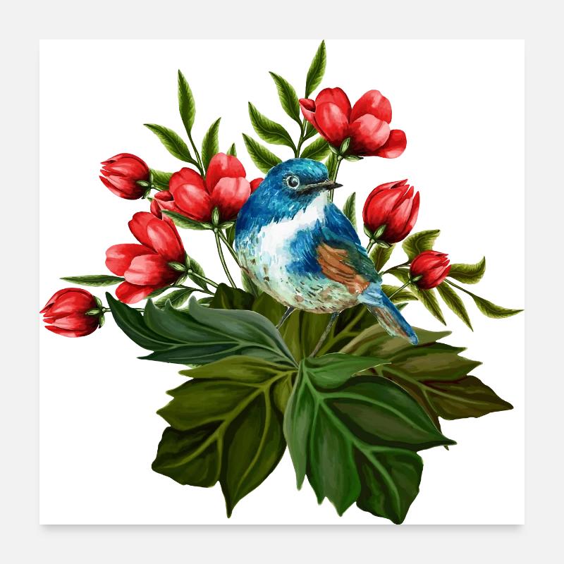 Bunter Vogel Poster 60x60 cm