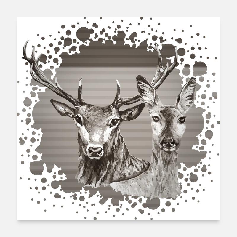 Deer and doe Poster 24" x 24" (60x60 cm)