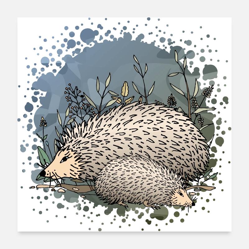 Hedgehogs Poster 24" x 24" (60x60 cm)