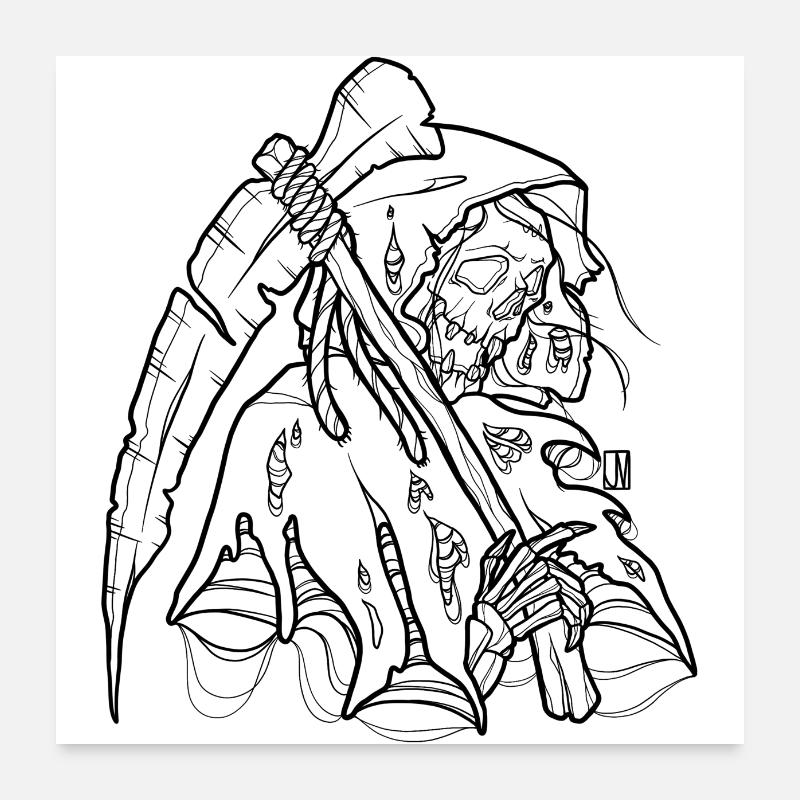 Grim Reaper Halloween Skeleton Vvatter Death (b) Poster 24" x 24" (60x60 cm)