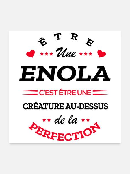 ENOLA PARFAITE - NOM ENOLA - Poster 60 x 60 cm - blanc - Devant