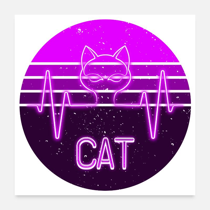Purple neon cat Poster 24" x 24" (60x60 cm)