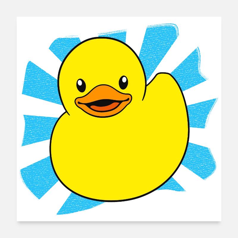 Quietscheente, Enten, Rubber Ducky, Gummiente - Poster 60x60 cm - Weiß