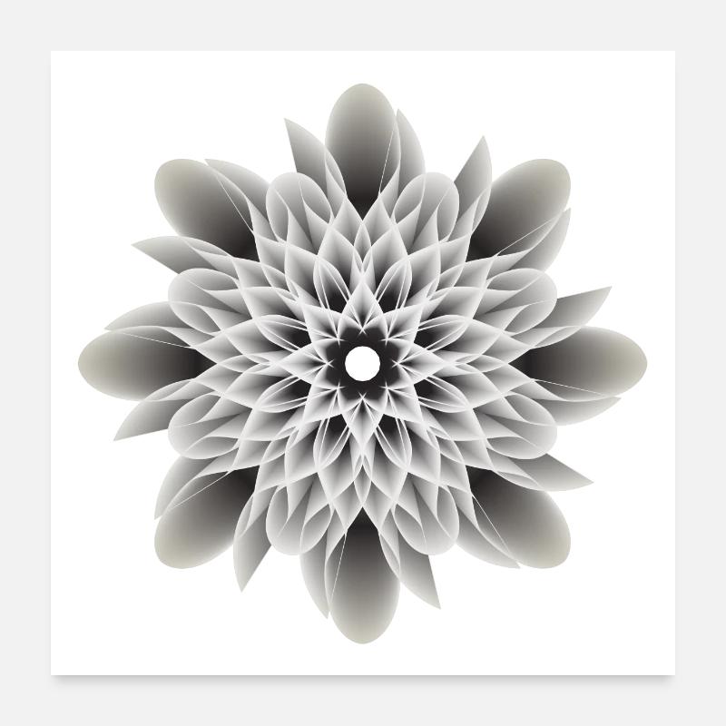 Belle et artistique fleur blanche Poster 60 x 60 cm