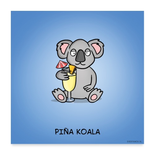 Evert Kwok cartoon 'Pina Koala' - Poster 60x60 cm
