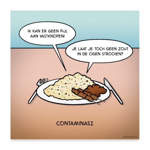 Evert Kwok cartoon 'Contaminasi' - Poster 60x60 cm