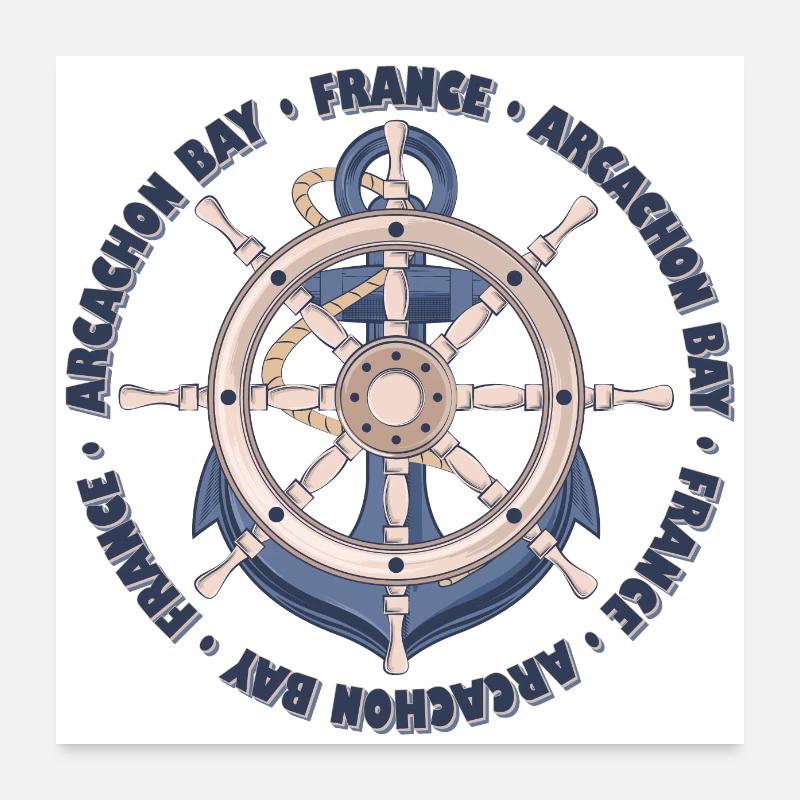 Arcachon Bay Frankreich Nautische Sommeranker Design Poster 60x60 cm