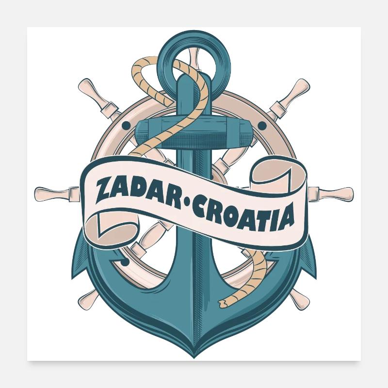 Zadar Croatie Conception d’ancre d’été nautique Poster 60 x 60 cm