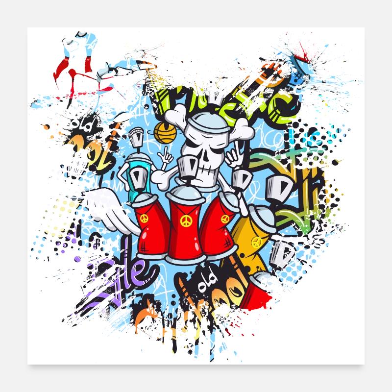 Graffitti - Poster 60x60 cm - Weiß